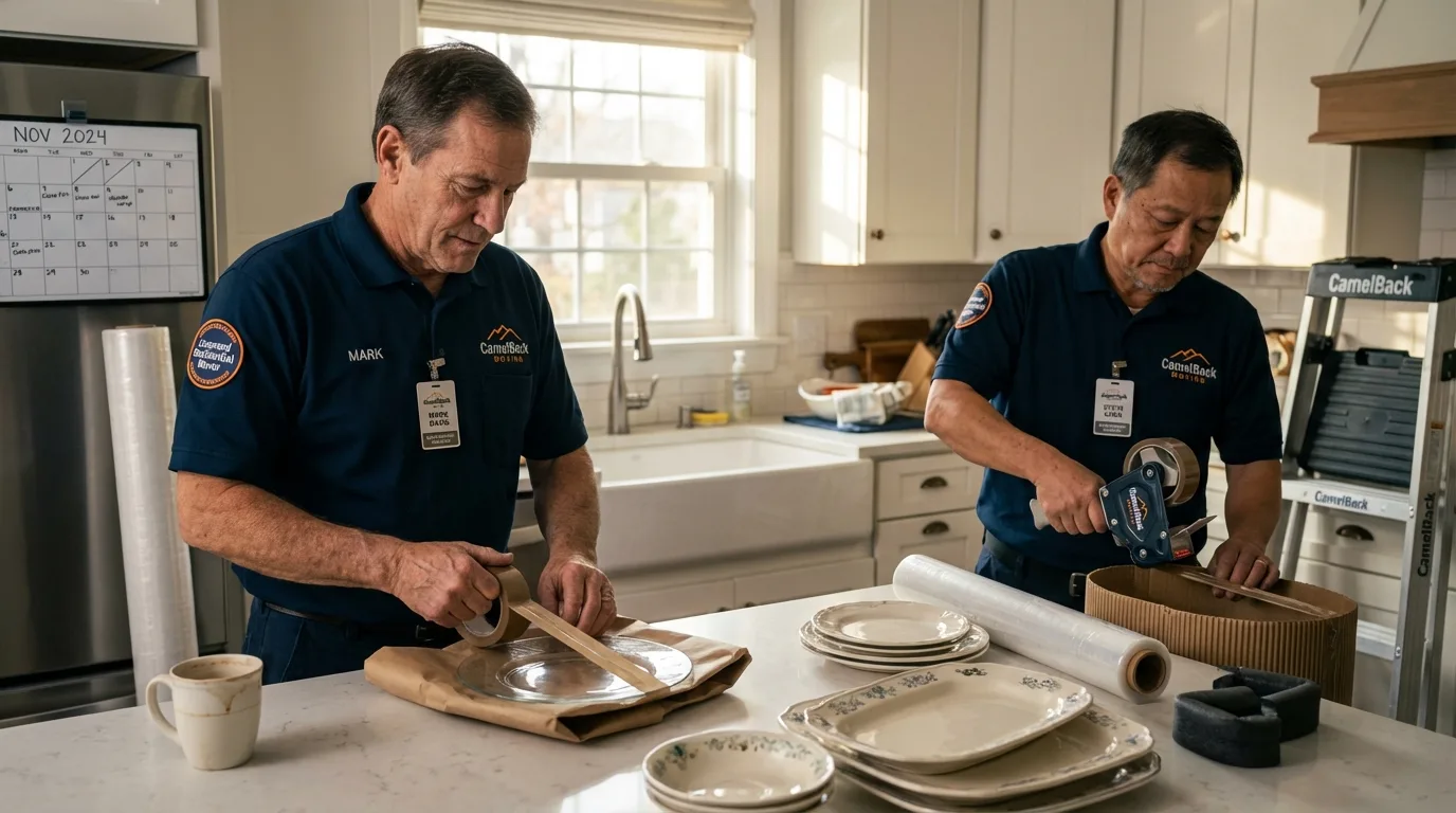 Professional crew packing kitchen dishware in Bladensburg, MD